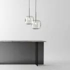Candeeiro de Suspensão Design em Metal Brilhante Fabricado na Itália - Donatina Viadurini