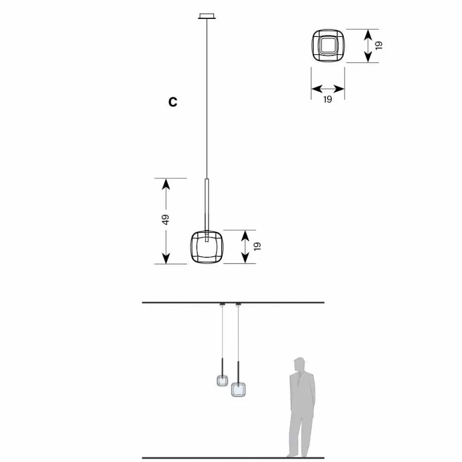 Candeeiro de Suspensão Design em Metal Brilhante Fabricado na Itália - Donatina Viadurini
