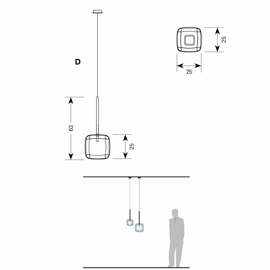Candeeiro de Suspensão Design em Metal Brilhante Fabricado na Itália - Donatina Viadurini