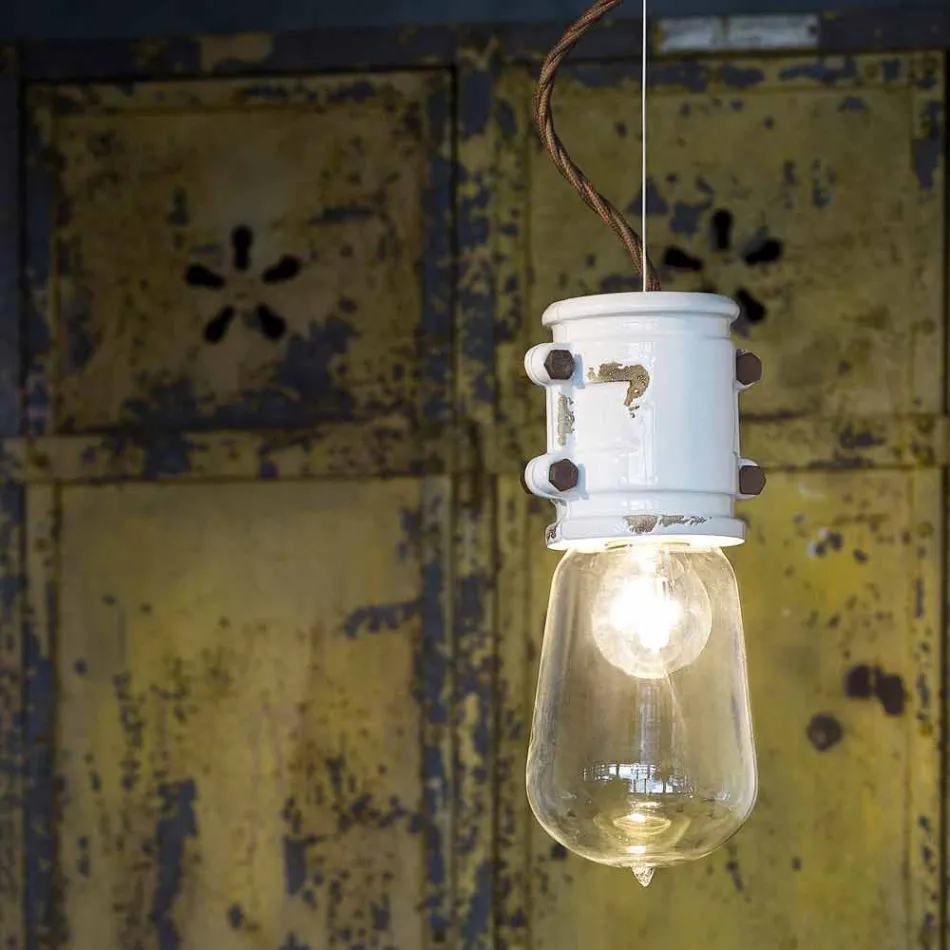 Luminária pendente de design urbano artesanal Edith Ferroluce Viadurini