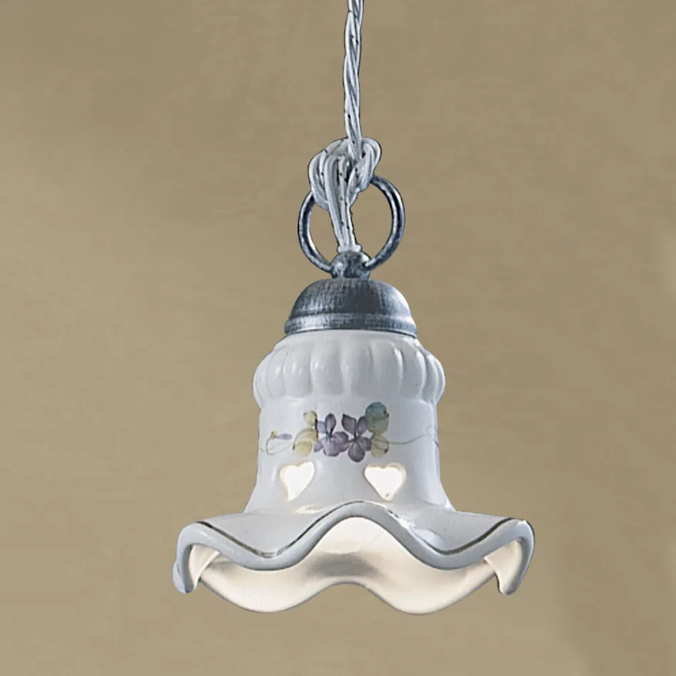 Lâmpada pendente em ferro e cerâmica pintada à mão - Chieti Viadurini