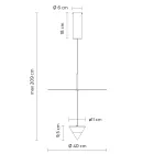 Candeeiro de Suspensão de Alumínio com Placa Branca e Cone Preto - Padel Viadurini