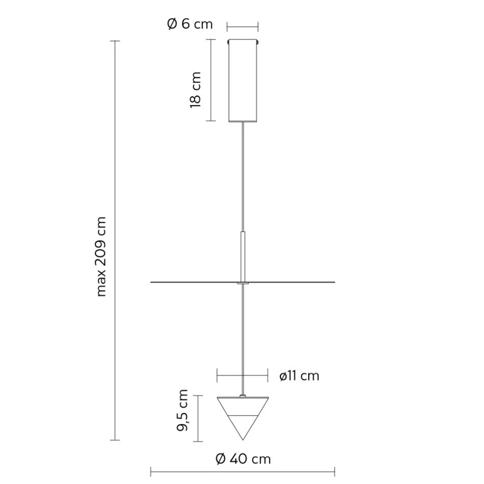 Candeeiro de Suspensão de Alumínio com Placa Branca e Cone Preto - Padel Viadurini