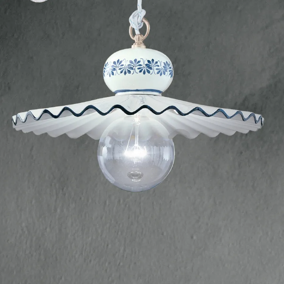 Lâmpada de Suspensão de Cerâmica Artesanal Decorada à Mão - Roma Viadurini