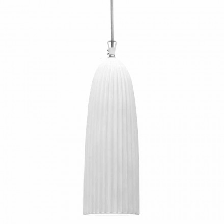 Lâmpada de suspensão em Design de cerâmica branca brilhante em 4 formas - Oasis Viadurini