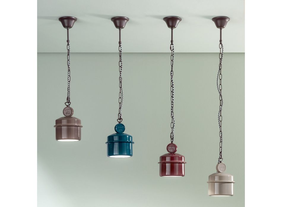 Lâmpada suspensa de cerâmica colorida com desenho industrial - Liotta Viadurini