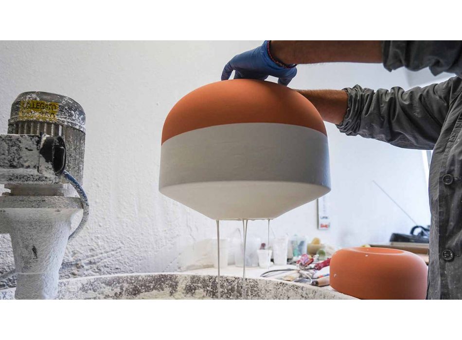 Lâmpada de suspensão em cerâmica colorida Made in Italy - Ferroluce Bellota Viadurini