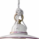 Lâmpada de Suspensão em Cerâmica Pintada à Mão e Design de Ferro - Asti Viadurini