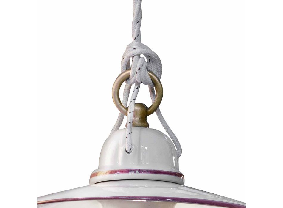 Lâmpada de Suspensão em Cerâmica Pintada à Mão e Design de Ferro - Asti Viadurini