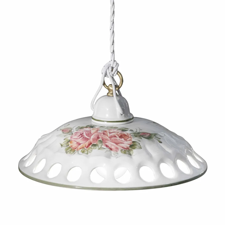 Lâmpada de suspensão cerâmica artesanal com Passanastri - Nápoles Viadurini