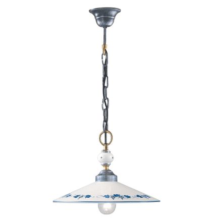 Candeeiro Suspenso Feito à Mão em Cerâmica e Ferro Vintage - Asti Viadurini