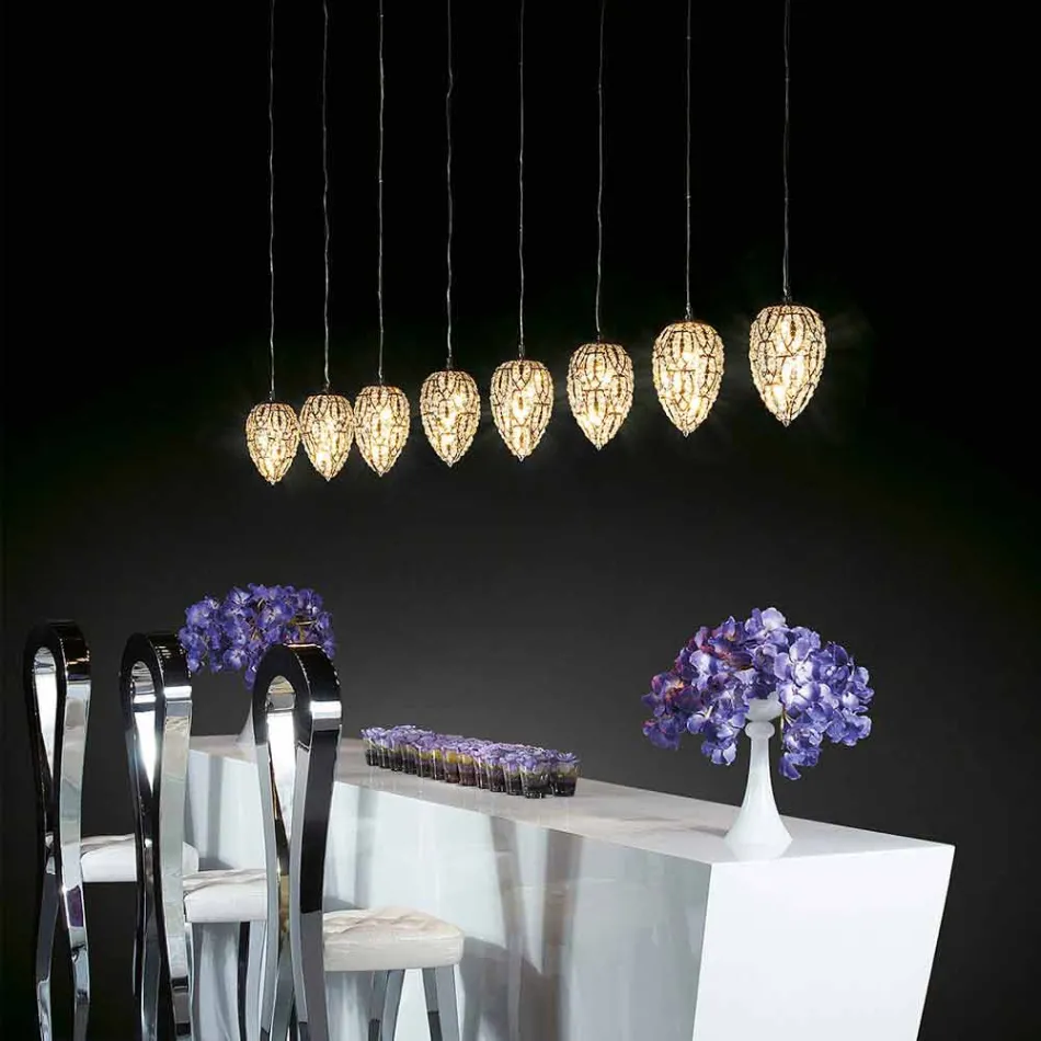 Lâmpada de suspensão em vidro e aço em forma de ovo de ovo Viadurini