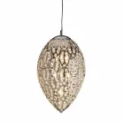 Lâmpada de suspensão em vidro e aço em forma de ovo de ovo Viadurini