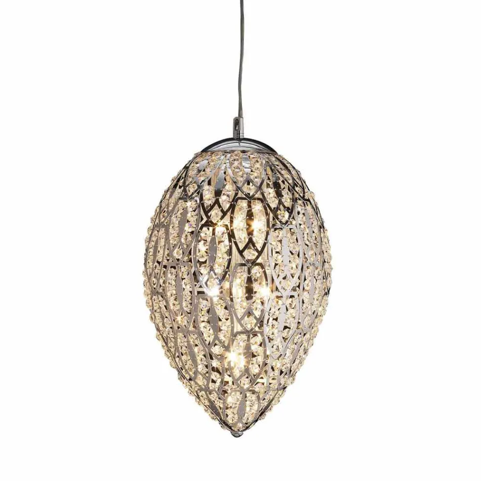 Lâmpada de suspensão em vidro e aço em forma de ovo de ovo Viadurini