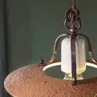 Lâmpada de Suspensão em Ferro e Cerâmica Bruta Feita à Mão - Bolonha Viadurini