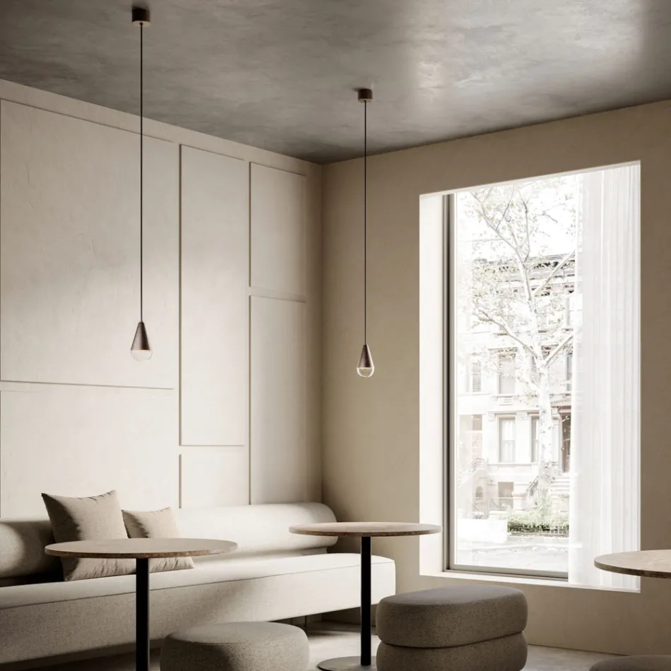 Candeeiro suspenso em ferro e vidro fabricado na Itália - Nublado Viadurini