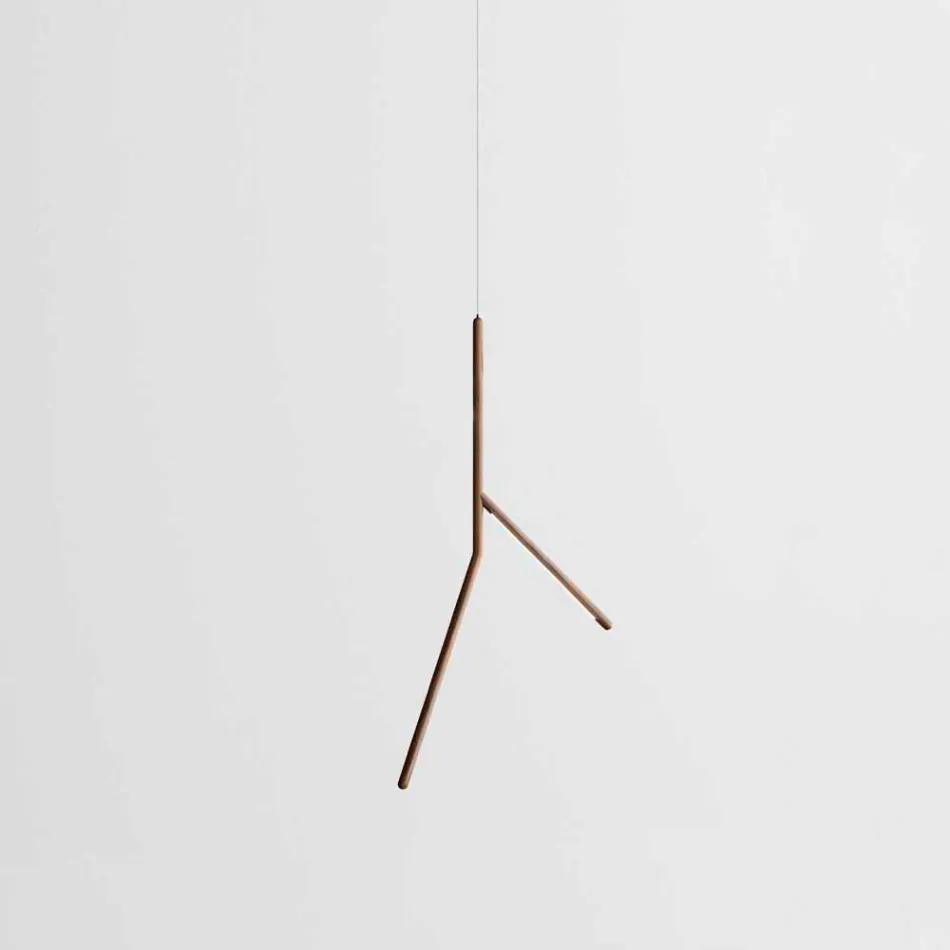 Luminária de Suspensão em Madeira Maciça em Diferentes Acabamentos Made in Italy - Orlov Viadurini