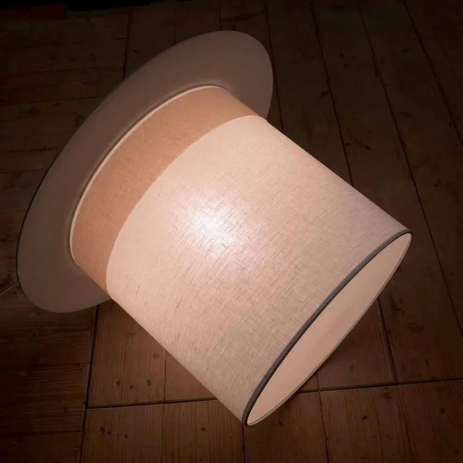 Lâmpada de suspensão de linho branco com design de cilindro, feita na Itália - mágica Viadurini