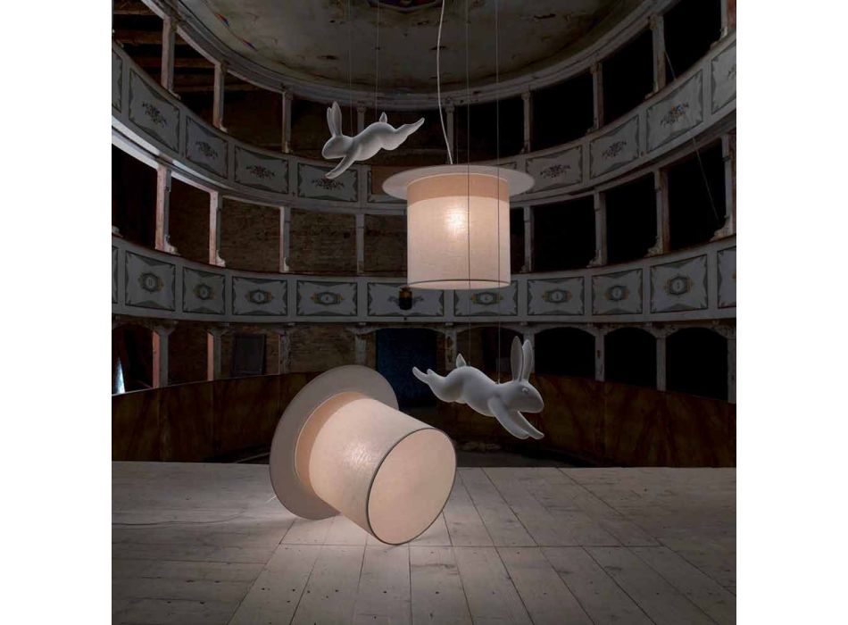 Lâmpada de suspensão de linho branco com design de cilindro, feita na Itália - mágica Viadurini