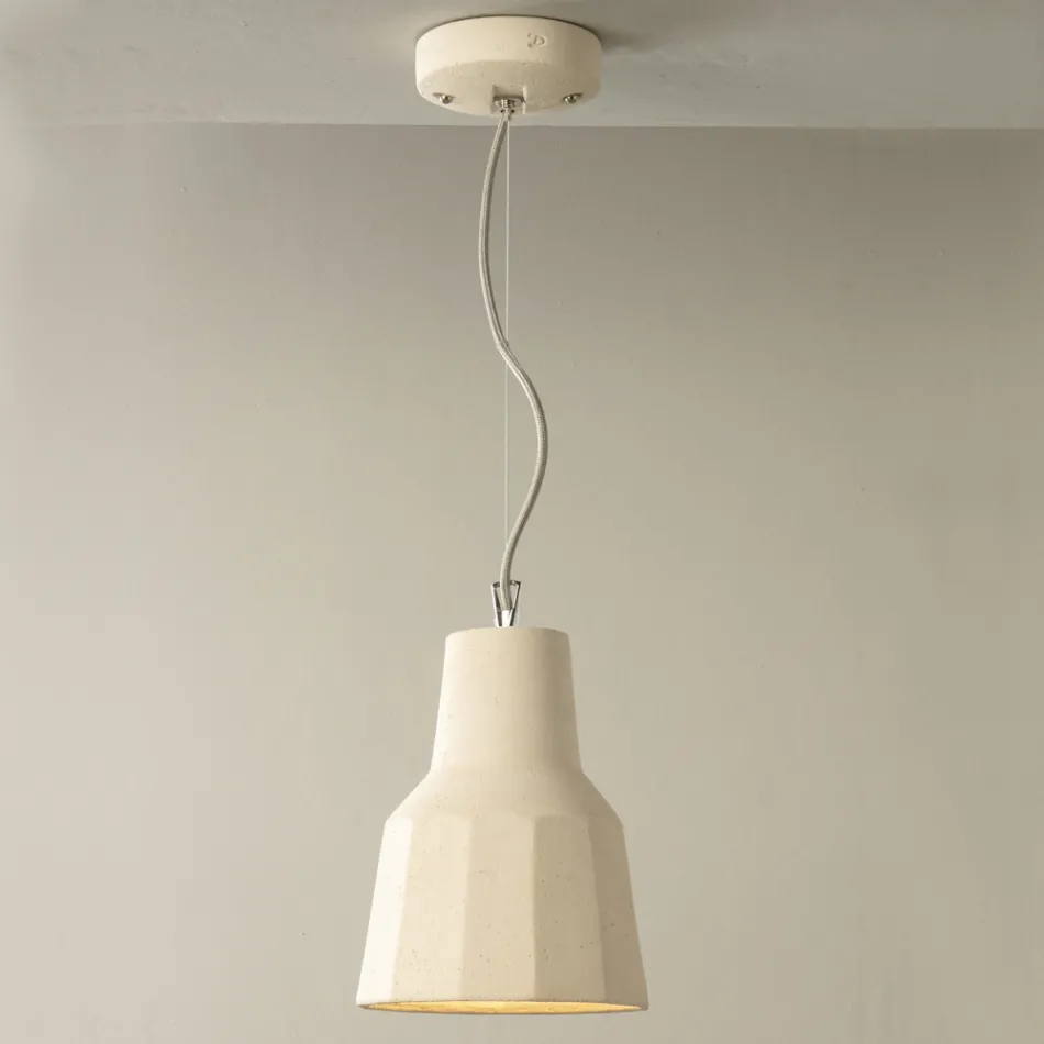 Lâmpada de suspensão em majólica toscana feita à mão na Itália - Toscot Rossi Viadurini