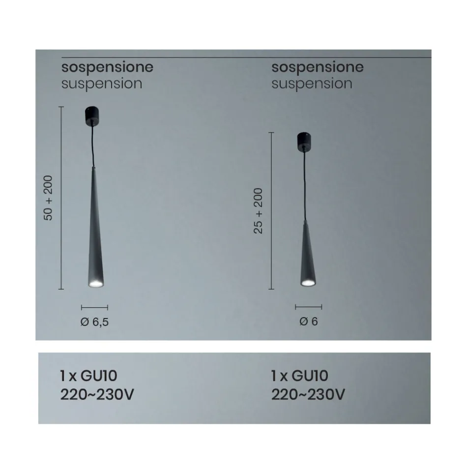 Candeeiro de Suspensão em Tamanhos 2 Branco, Preto ou Metal Dourado - Girotondo Viadurini