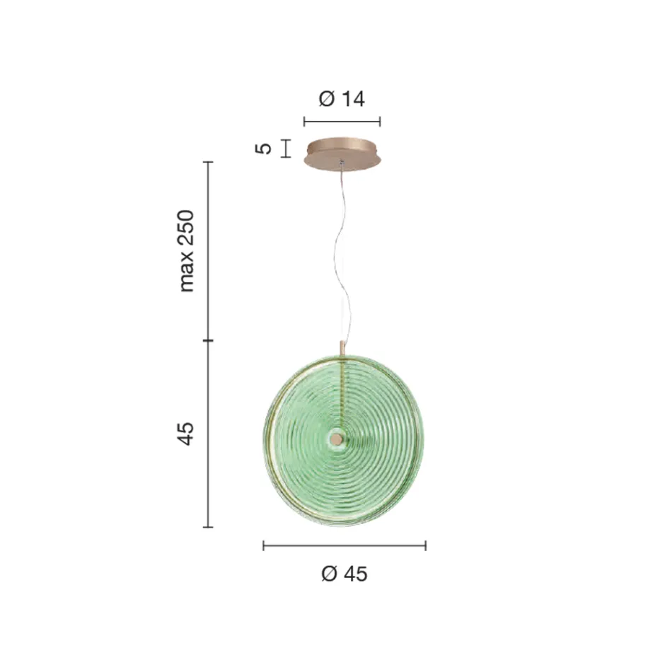 Candeeiro de Suspensão em Metal e Vidro Decorado com Linhas Concêntricas - Hackberry Viadurini