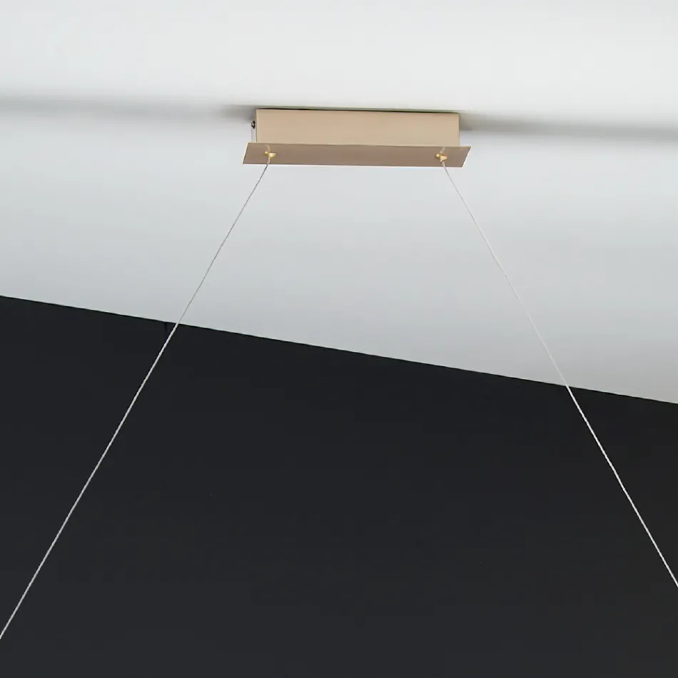 Lâmpada de suspensão em metal com acabamento dourado com LED regulável - Raiss Viadurini