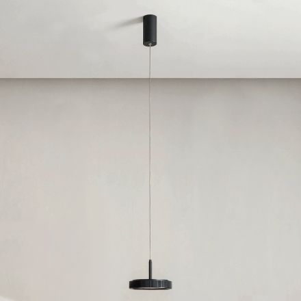 Lâmpada de suspensão em metal pintado de preto e luz LED - Hornbeam Viadurini