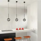 Candeeiro de Suspensão em Metal Pintado e Vidro Soprado - Ailanto Viadurini