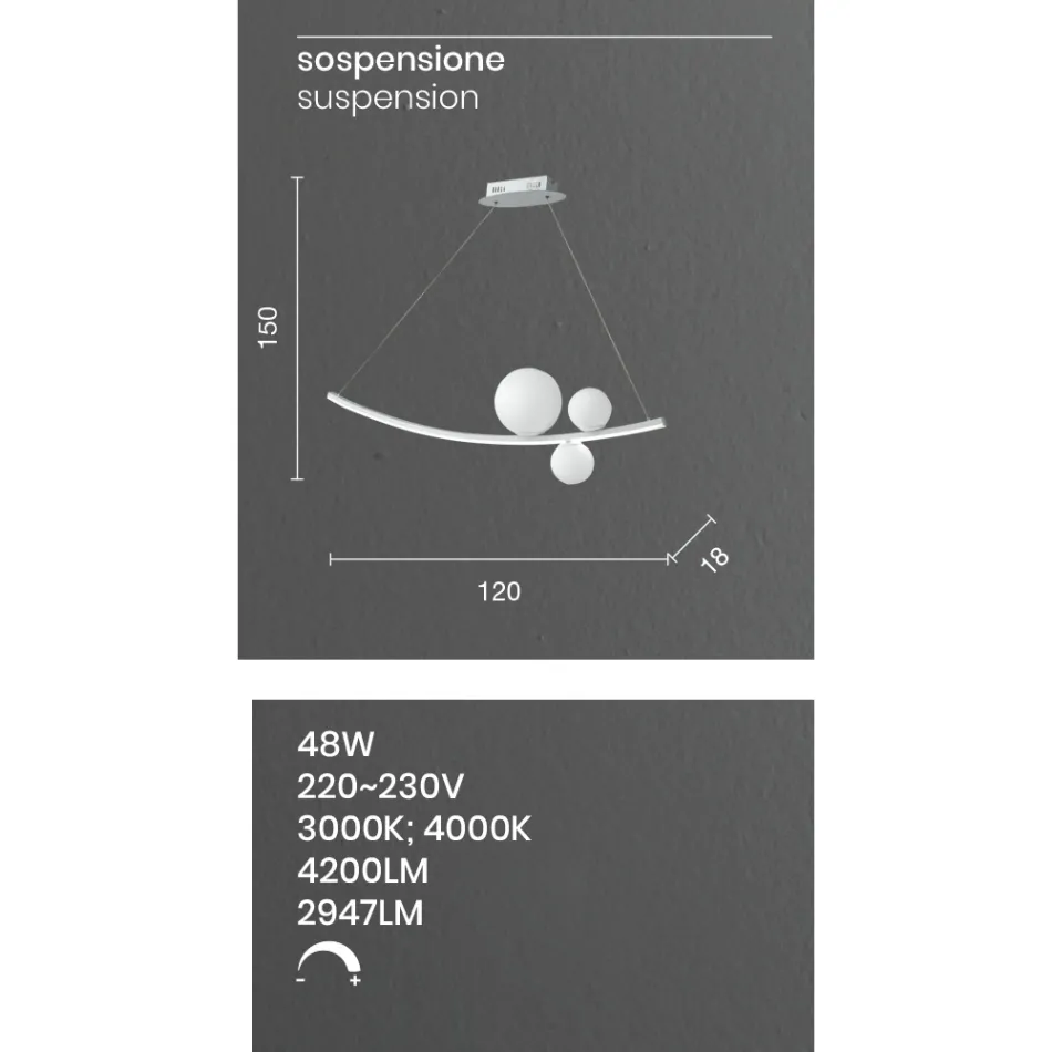 Candeeiro de Suspensão em Metal Pintado e Vidro Soprado - Perdiz Viadurini