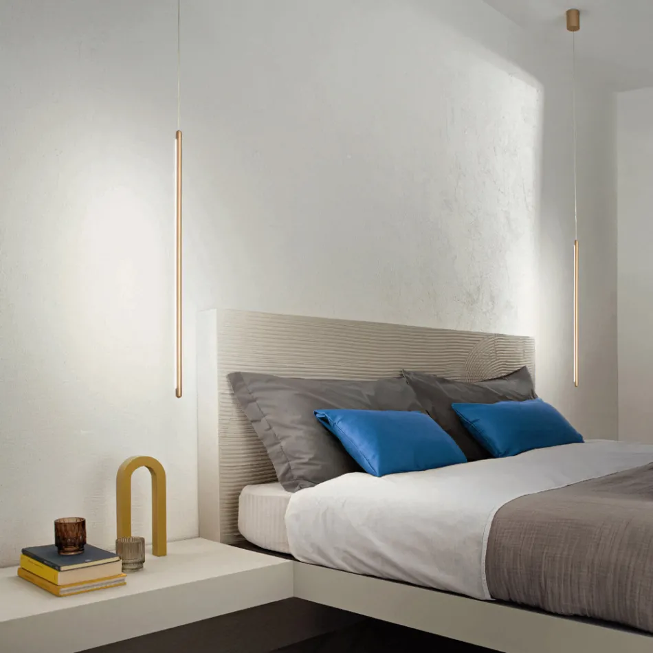 Luminária de Suspensão em Metal Pintado Dourado com Cabos Ajustáveis - Laranja Viadurini