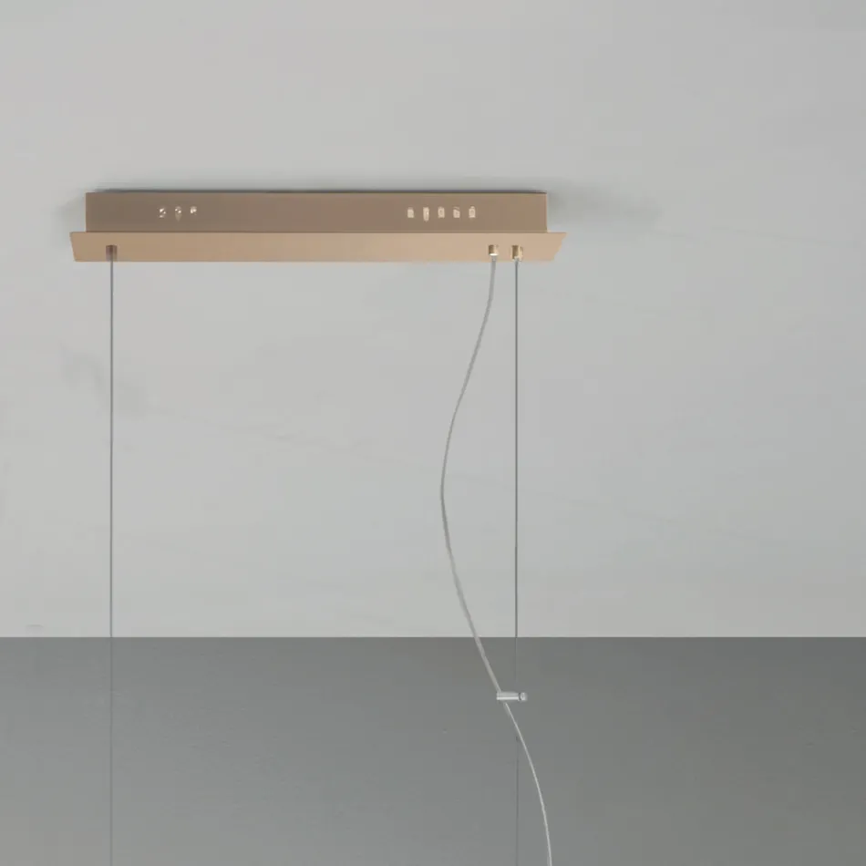 Candeeiro de Suspensão em Metal Pintado a Ouro e Vidro Soprado - Birga Viadurini