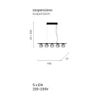 Candeeiro de Suspensão em Metal Pintado a Ouro e Vidro Soprado - Birga Viadurini