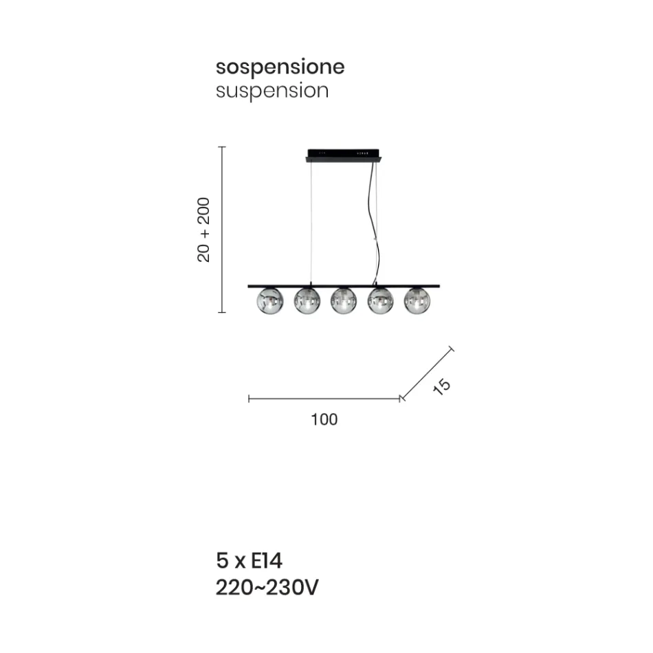 Candeeiro de Suspensão em Metal Pintado a Ouro e Vidro Soprado - Birga Viadurini