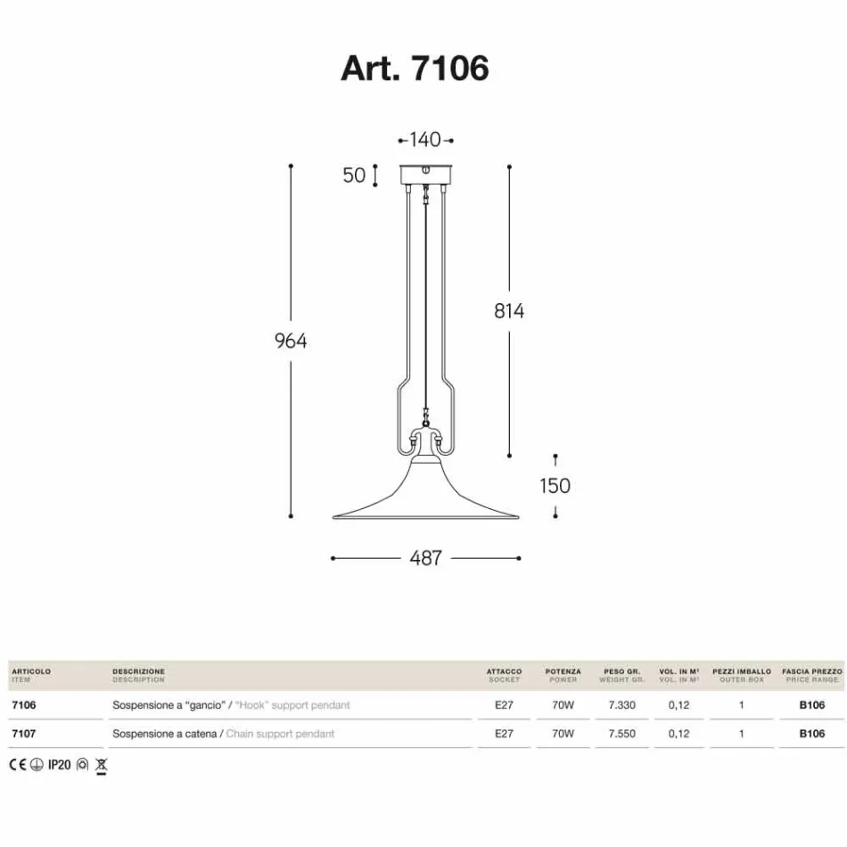 Pendente em latão e moinho de cobre com gancho Viadurini