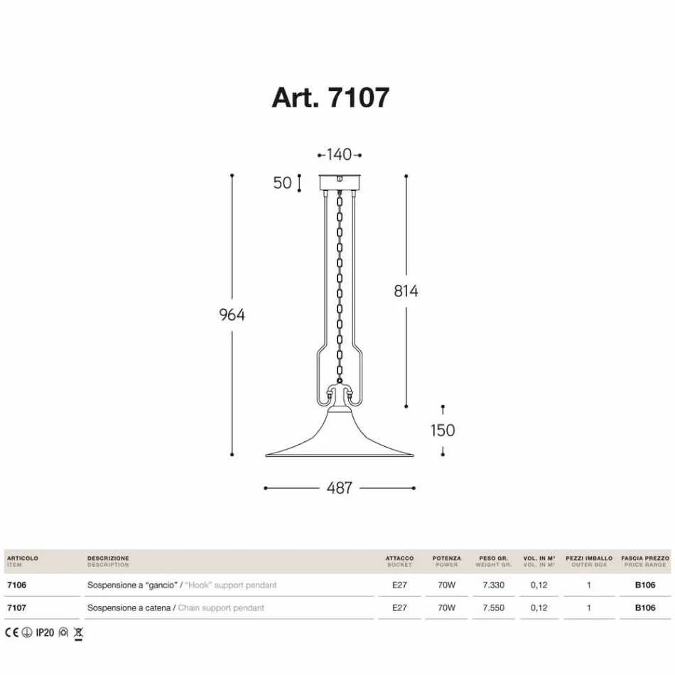 Pendente em latão e moinho de cobre com gancho Viadurini