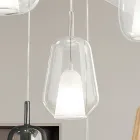 Luminária Pendente em Vidro e Arame Transparente Made in Italy - Trilly Viadurini