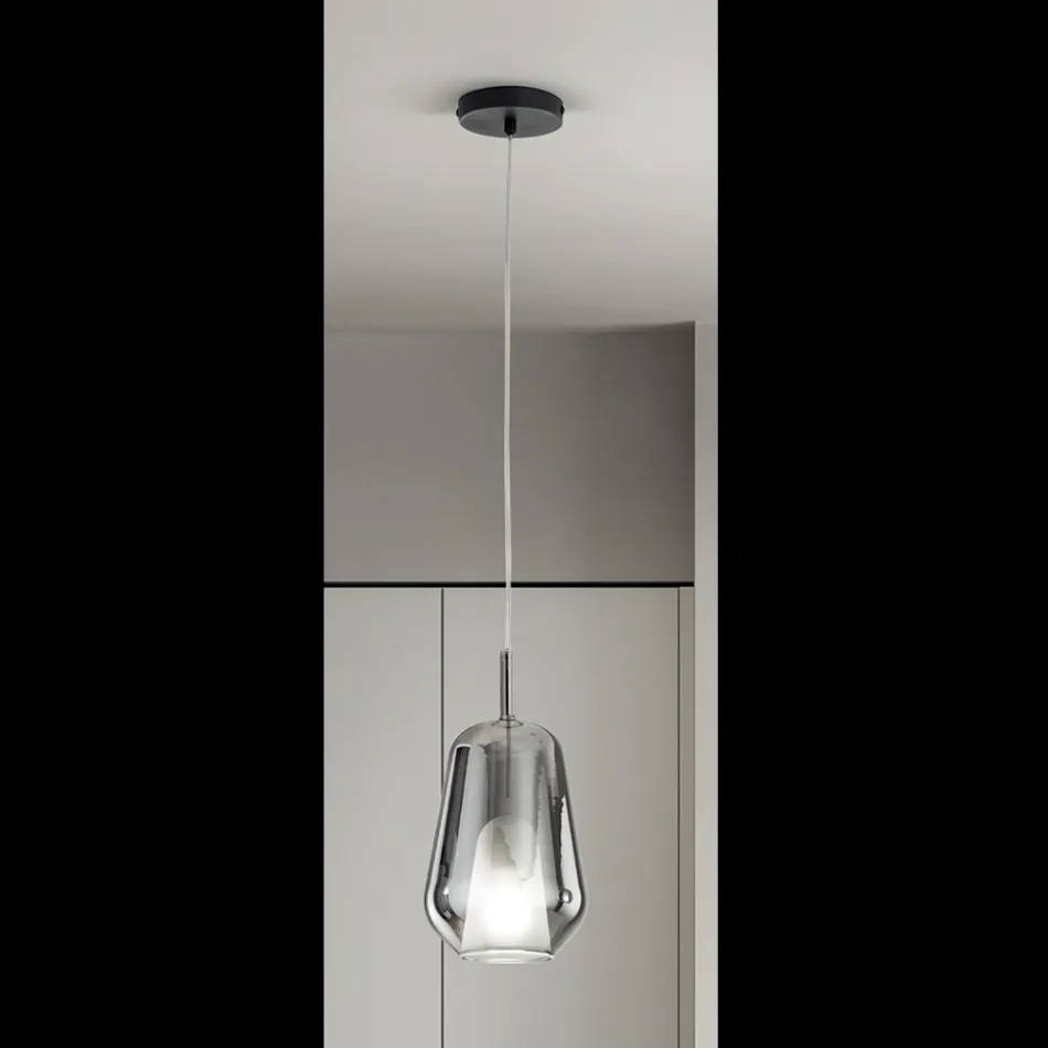 Luminária Pendente em Vidro e Arame Transparente Made in Italy - Trilly Viadurini