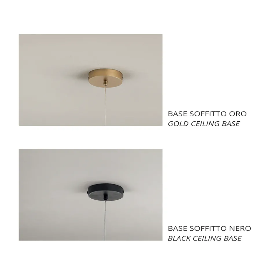 Luminária Pendente em Vidro e Arame Transparente Made in Italy - Trilly Viadurini