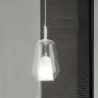 Luminária Pendente em Vidro e Arame Transparente Made in Italy - Trilly Viadurini