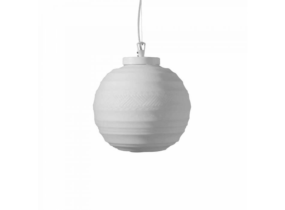 Lâmpada de suspensão em vidro acetinado branco em 2 tamanhos de design - Morse Viadurini