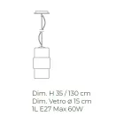 Lâmpada de suspensão em vidro soprado à mão em Veneza 15 cm - Satomi Viadurini