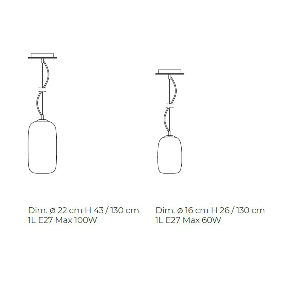 Lâmpada de suspensão de vidro soprado feita em Veneza - bambu Viadurini