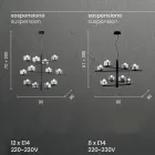 Lâmpada de suspensão em vidro soprado com estrutura metálica - angelical Viadurini