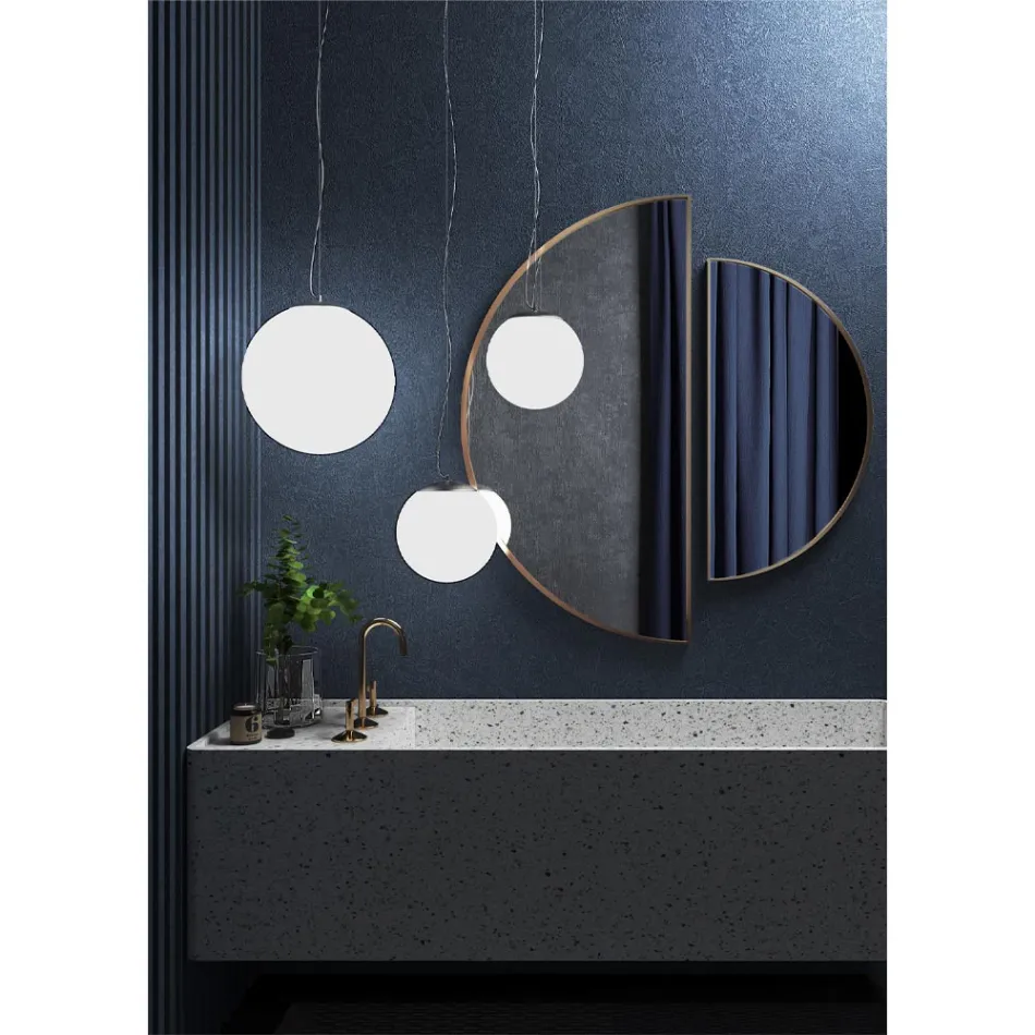 Lâmpada suspensa de vidro veneziano branco soprado à mão - Lua Viadurini