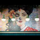 Candeeiro suspenso em vidro pintado fabricado na Itália - Selaron Viadurini