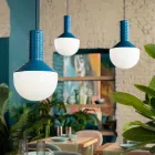 Candeeiro suspenso em vidro pintado fabricado na Itália - Selaron Viadurini