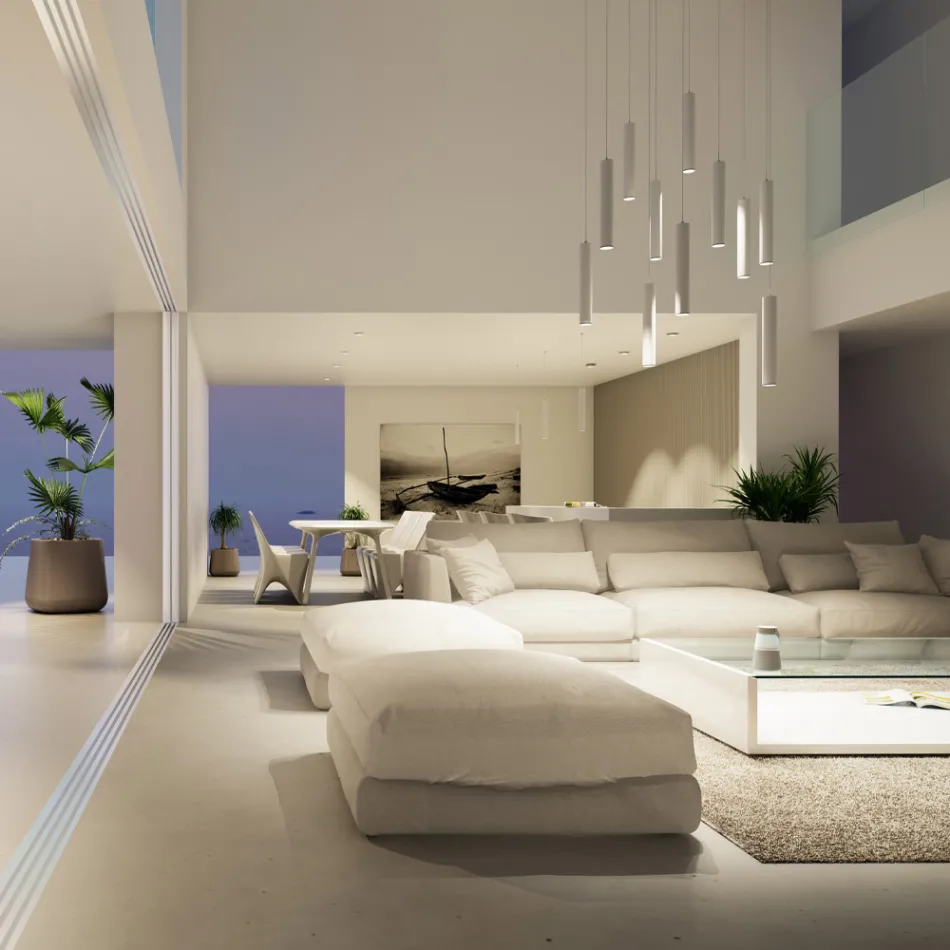 Candeeiro de Suspensão Recessed Led em Alumínio Branco ou Preto - Rebolla Viadurini