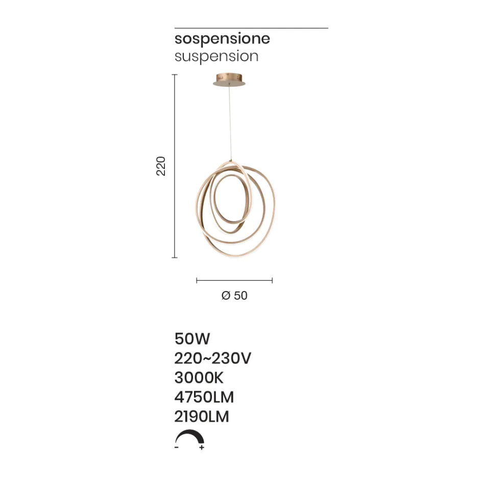 Lâmpada de suspensão LED grande ou pequena no design Gold Metal - Point Viadurini