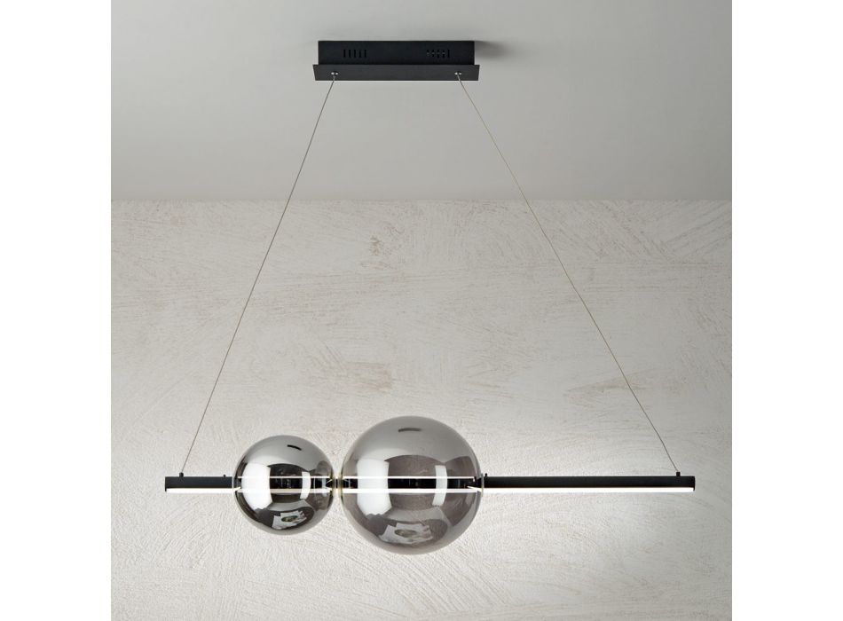 Lâmpada de suspensão LED em metal e vidro branco, preto ou dourado - Snidget Viadurini